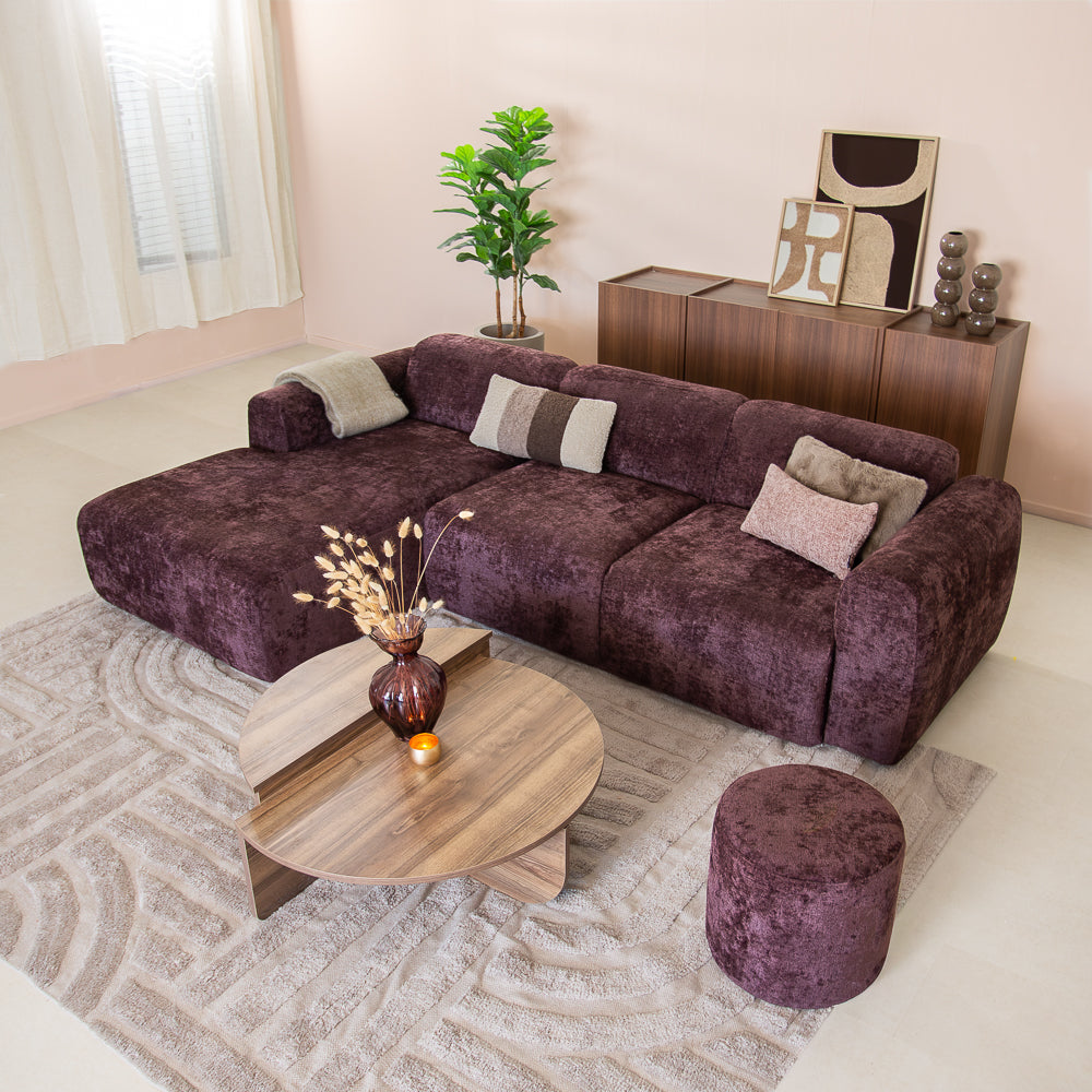 Corner sofa purple chenille fabric - 292x169 cm - Shane - left
