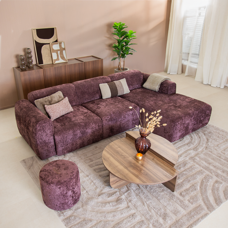 Corner sofa purple chenille fabric - 292x169 cm - Shane - right