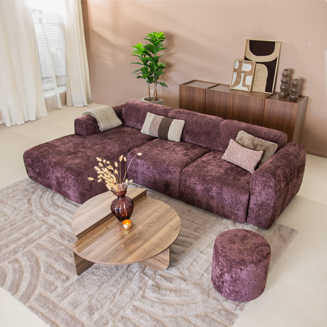 Corner sofa purple chenille fabric - 292x169 cm - Shane - left