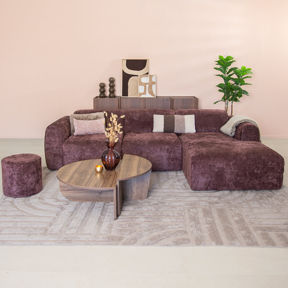Corner sofa purple chenille fabric - 292x169 cm - Shane - right