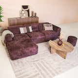 Corner sofa purple chenille fabric - 292x169 cm - Shane - left