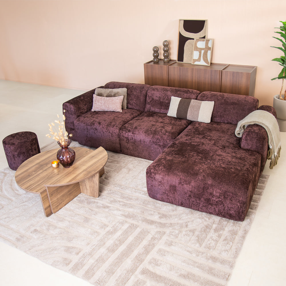 Corner sofa purple chenille fabric - 292x169 cm - Shane - right