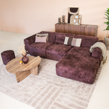 Corner sofa purple chenille fabric - 292x169 cm - Shane - right