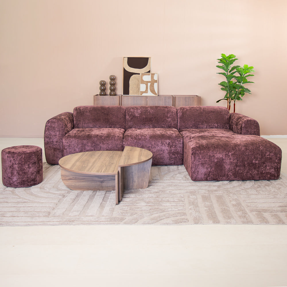Corner sofa purple chenille fabric - 292x169 cm - Shane - right