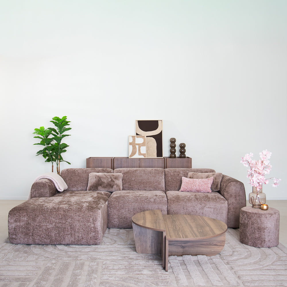 Banken-Hoekbank taupe chenille stof - 272x170 cm - Shane - links-Dimehouse
