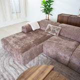Banken-Hoekbank taupe chenille stof - 272x170 cm - Shane - links-Dimehouse