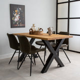 Industrial Dining Table Oak X-leg Black Rover