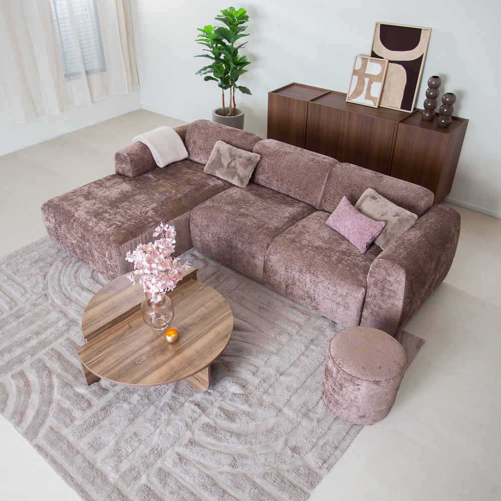 Corner sofa taupe chenille fabric - 292x169 cm - Shane - left