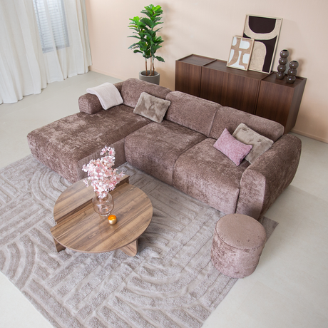 Banken-Hoekbank taupe chenille stof - 272x170 cm - Shane - links-Dimehouse