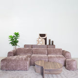 Banken-Hoekbank taupe chenille stof - 272x170 cm - Shane - links-Dimehouse