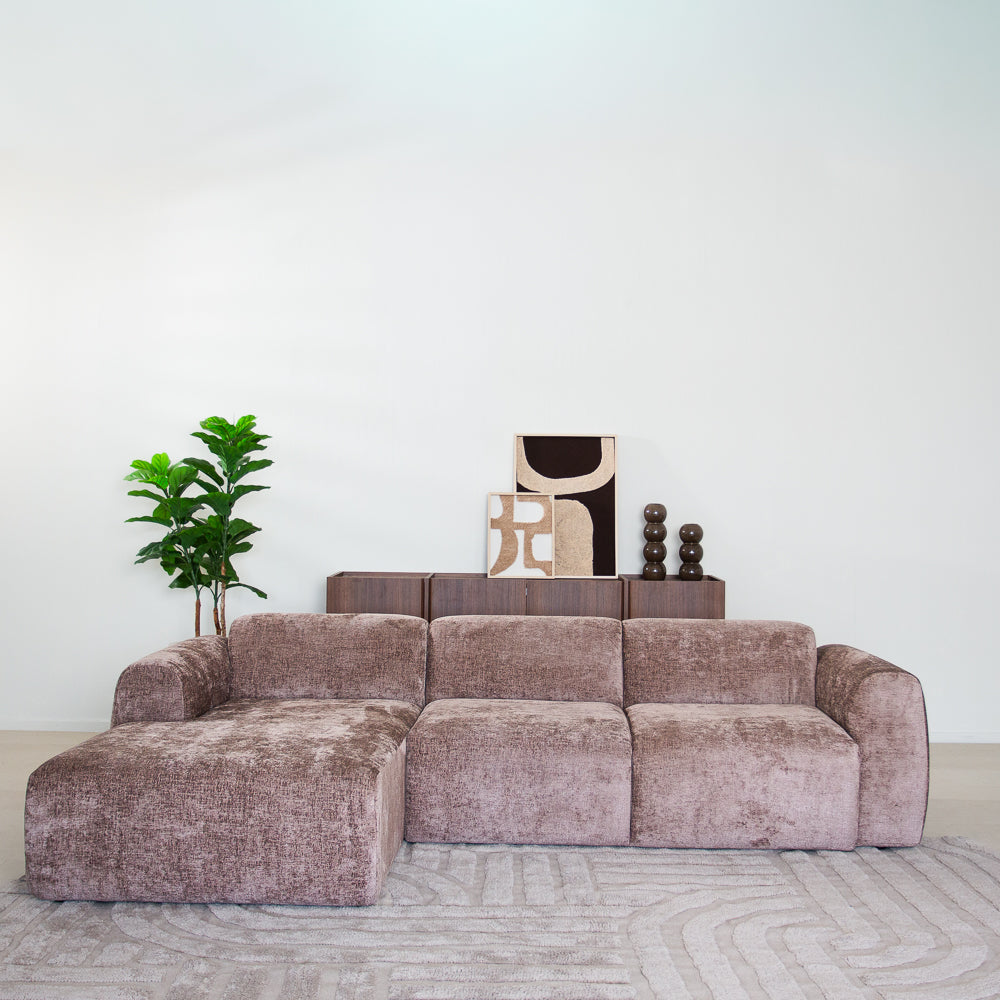 Banken-Hoekbank taupe chenille stof - 272x170 cm - Shane - links-Dimehouse