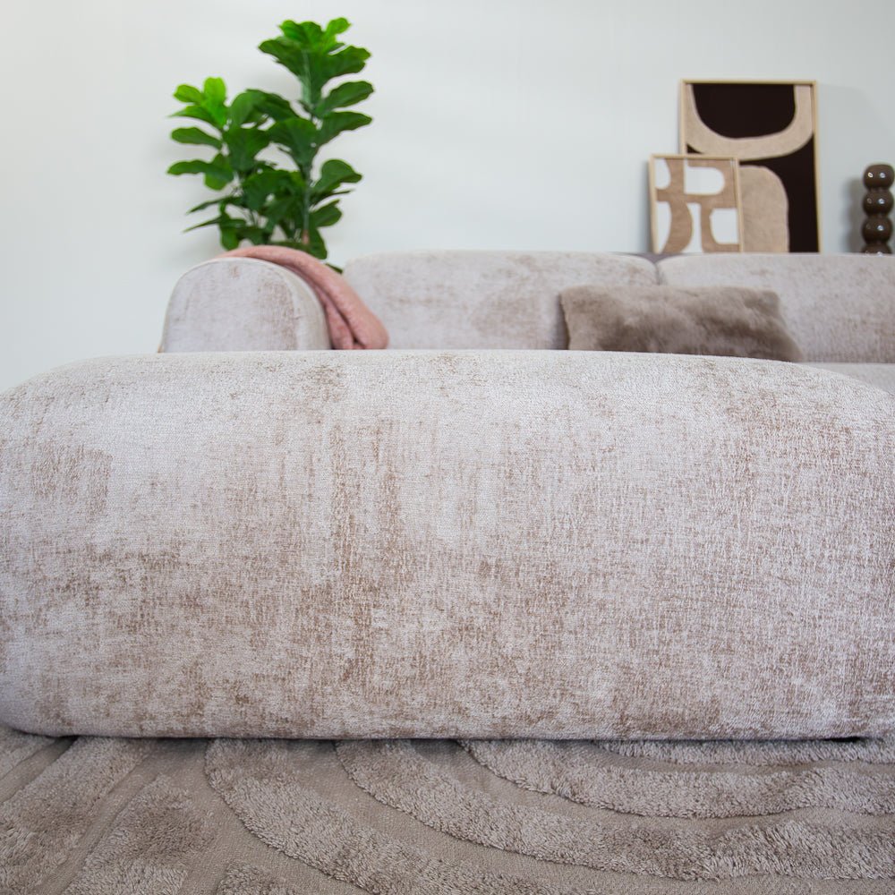 Banken-Hoekbank zand chenille stof - 292x169 cm - Shane - links-Dimehouse