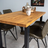 Eettafels - Industriële Eettafel Eikenhout U - poot Zwart Rover - Dimehouse
