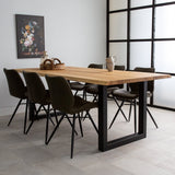 Dining tables - Dining table Revi Oak wood - Tree trunk shape - Black U - leg - Dimehouse
