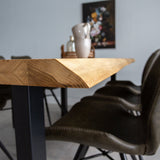 Dining tables - Dining table Revi Oak wood - Tree trunk shape - Black U - leg - Dimehouse
