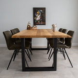 Dining tables - Dining table Revi Oak wood - Tree trunk shape - Black U - leg - Dimehouse