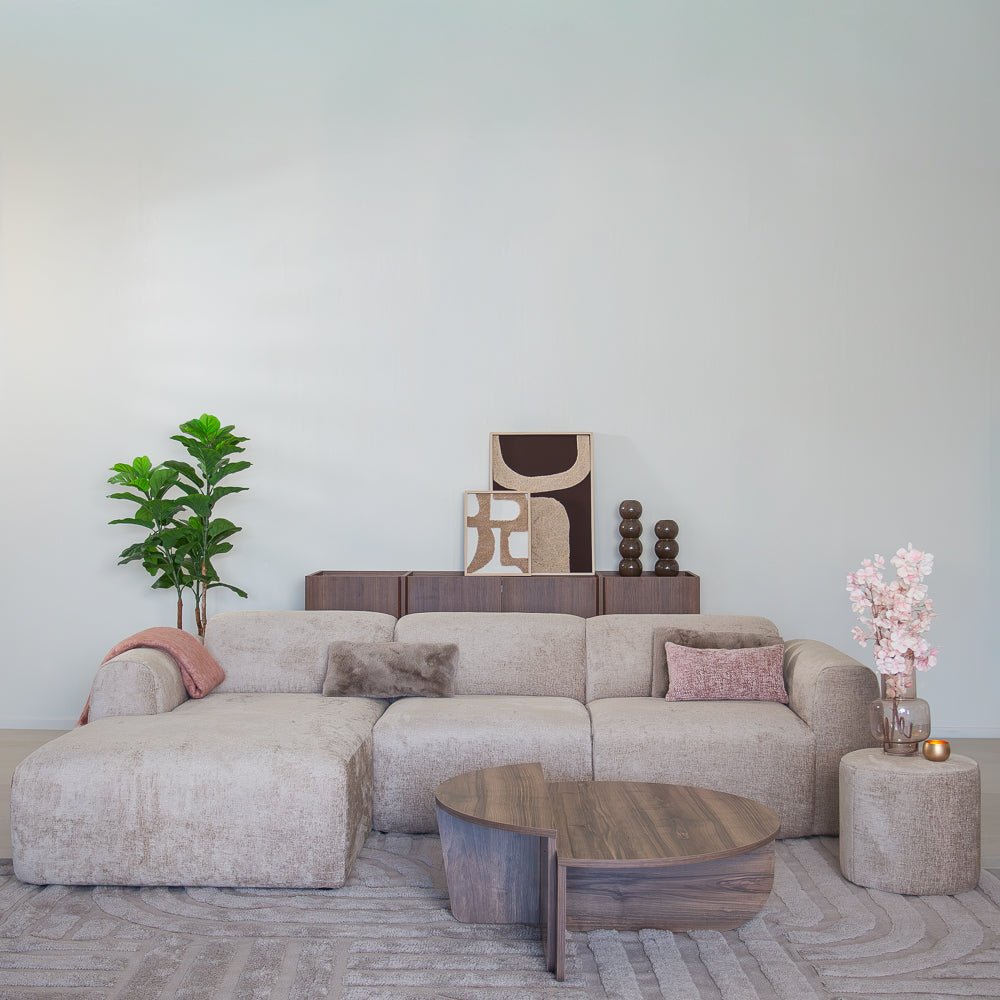 Banken-Hoekbank zand chenille stof - 292x169 cm - Shane - links-Dimehouse
