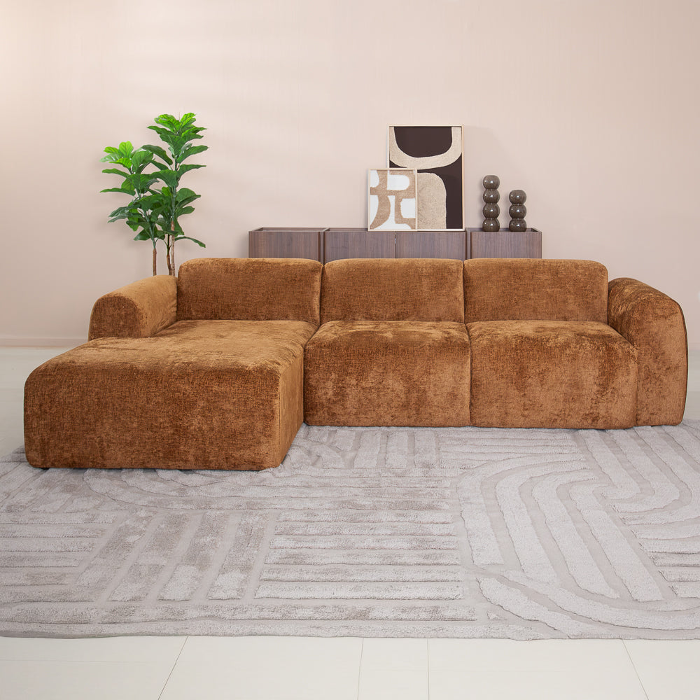 Corner sofa ocher chenille fabric - 292x169 cm - Shane - left