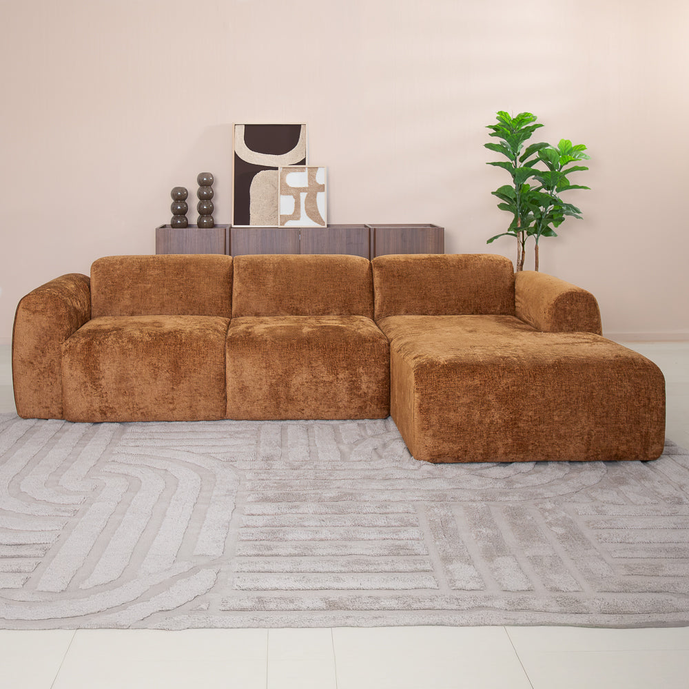 Corner sofa ocher chenille fabric - 292x169 cm - Shane - right