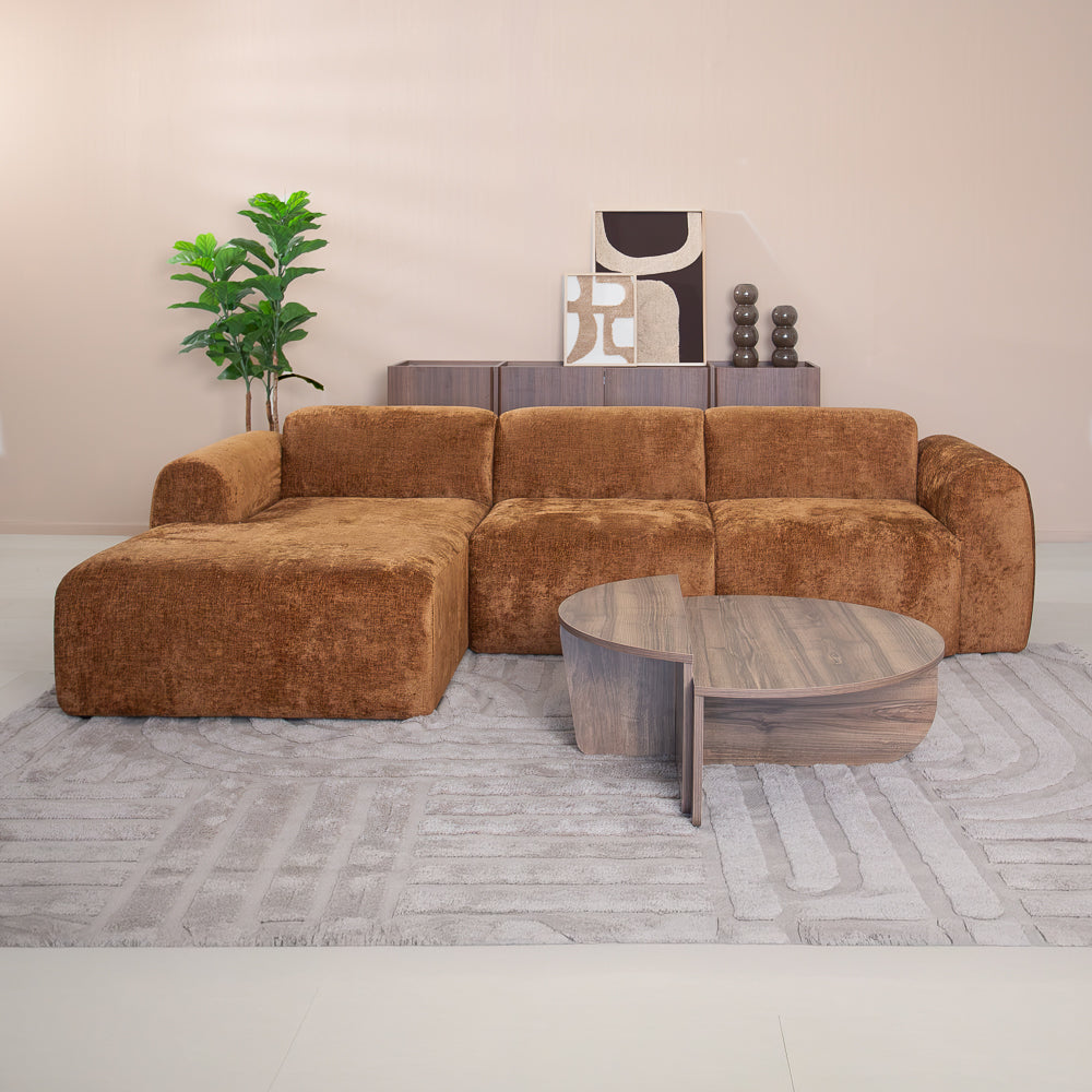 Corner sofa ocher chenille fabric - 292x169 cm - Shane - left
