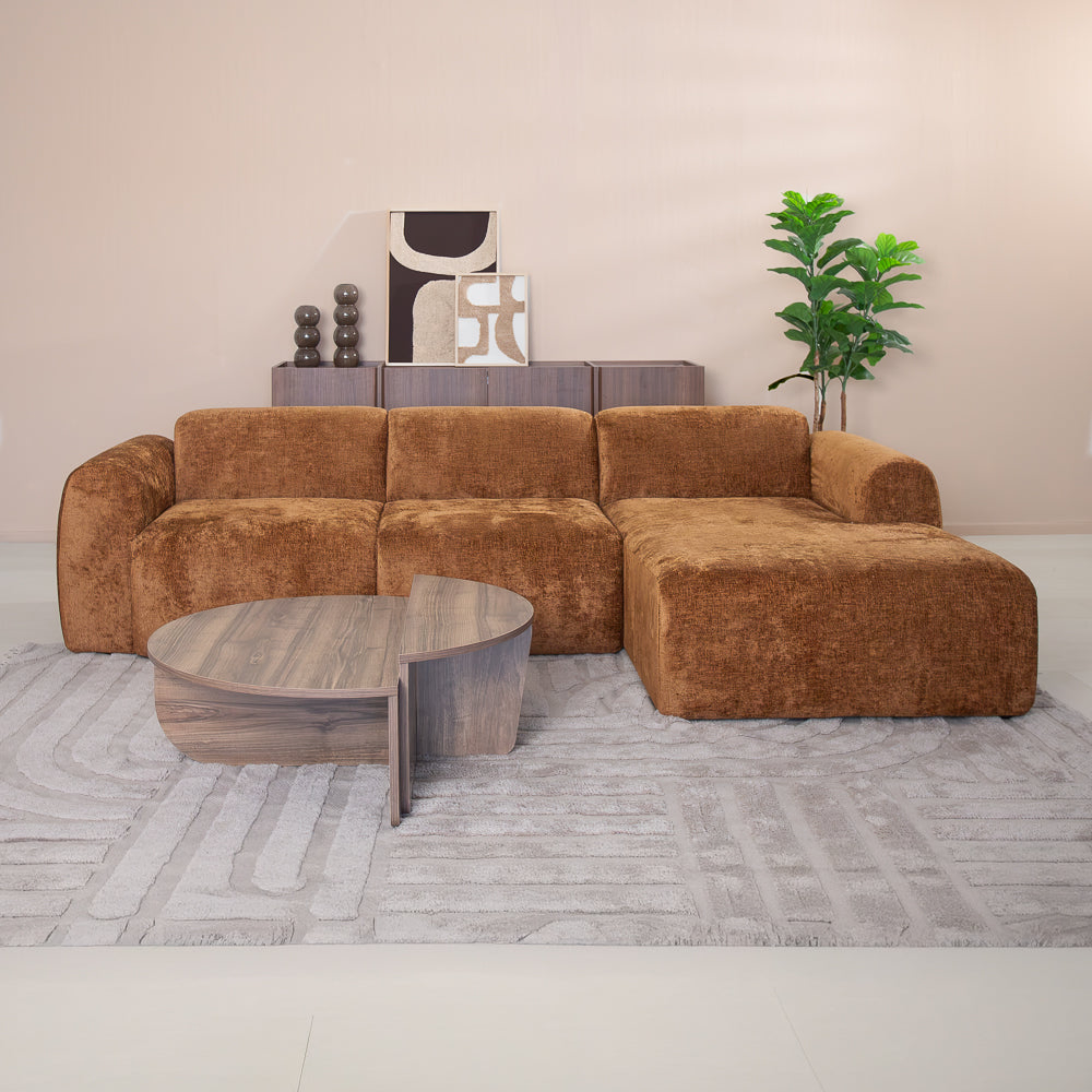 Corner sofa ocher chenille fabric - 292x169 cm - Shane - right