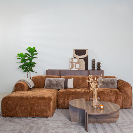Banken-Hoekbank koper chenille stof - 272x170 cm - Shane - links-Dimehouse