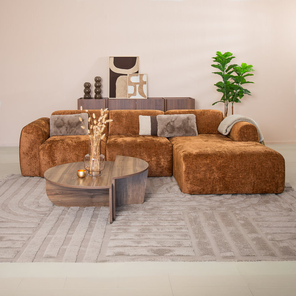 Corner sofa ocher chenille fabric - 292x169 cm - Shane - right