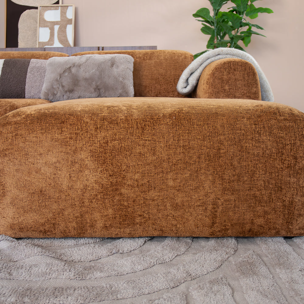 Corner sofa ocher chenille fabric - 292x169 cm - Shane - right