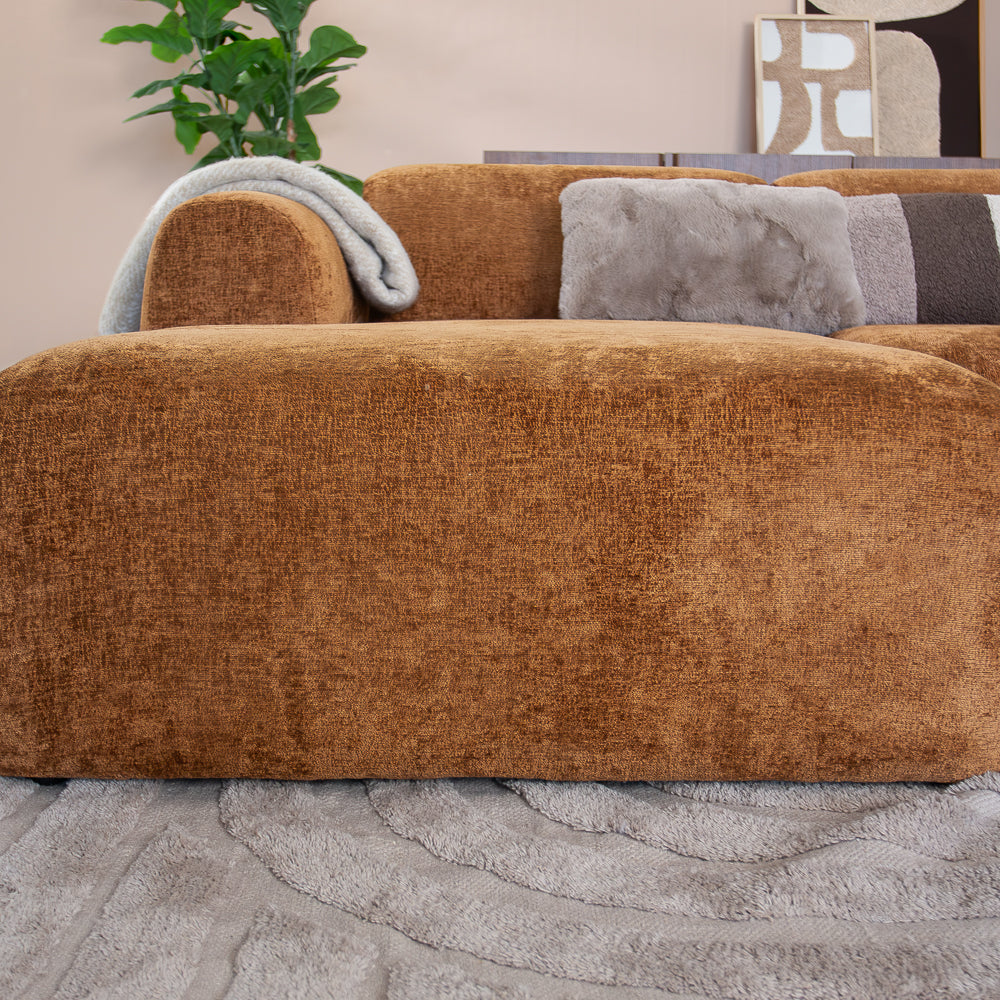 Corner sofa ocher chenille fabric - 292x169 cm - Shane - left