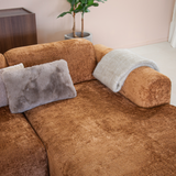 Corner sofa ocher chenille fabric - 292x169 cm - Shane - right