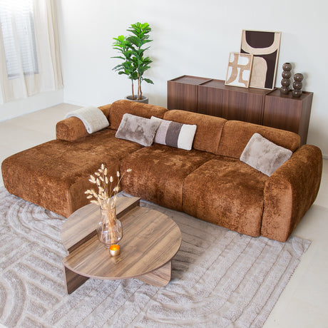 Banken-Hoekbank koper chenille stof - 272x170 cm - Shane - links-Dimehouse