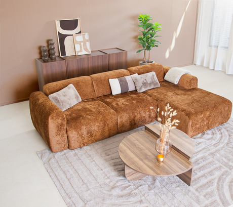 Corner sofa ocher chenille fabric - 292x169 cm - Shane - right