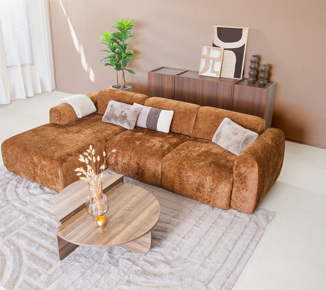 Corner sofa ocher chenille fabric - 292x169 cm - Shane - left