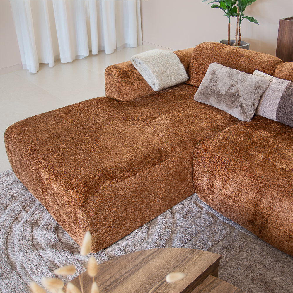 Corner sofa ocher chenille fabric - 292x169 cm - Shane - left