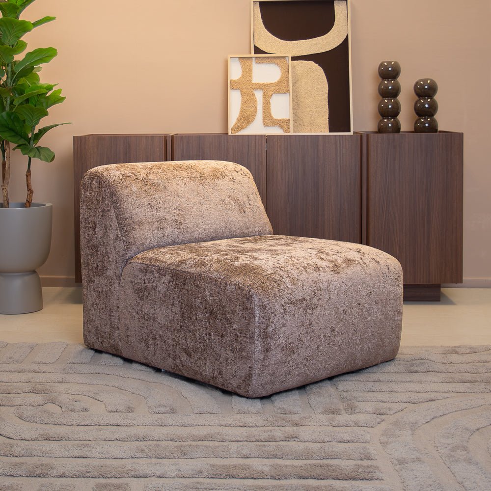 Fauteuil taupe chenille stof Shane