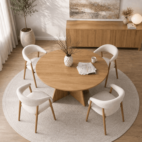 Dining room table round Oak melamine - 120 cm - Mary