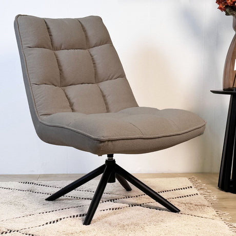 Yuki Taupe Bouclé Swivel Armchair 360° Rotatable
