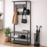 Kapstokken - Garderobemeubel Kapstok Antraciet Melamine Novad - Met Leggers - Dimehouse