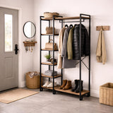 Wardrobe Furniture Coat Rack Rox Natural - With Shelves 