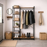 Wardrobe Furniture Coat Rack Rox Natural - With Shelves 