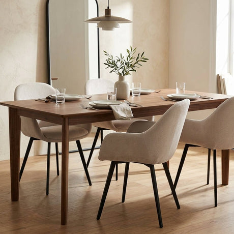 Eetkamerstoelen-Moderne Eetkamerstoel Remy Ribstof Crème - Met Armleuningen-Dimehouse