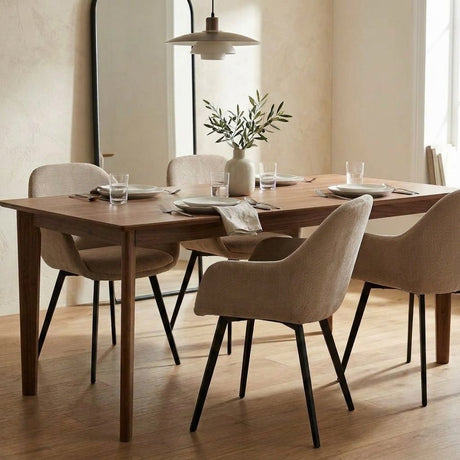 Eetkamerstoelen-Moderne Eetkamerstoel Remy Ribstof Taupe - Met Armleuningen-Dimehouse