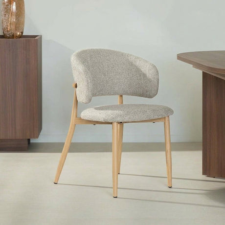 Eetkamerstoelen-Japandi Eetkamerstoel Yuka Zand - Eikenlook Frame-Dimehouse