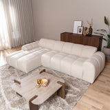 Sofas-Corner sofa with lounge beige bouclé fabric - stripes - left - Brix-Dimehouse