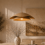 Hanglampen - Hanglamp beige carbon betonnen kap - 40 en 58 cm - Flowing - Dimehouse