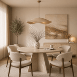 Hanglampen - Hanglamp beige carbon betonnen kap - 58 cm - Flowing - Dimehouse