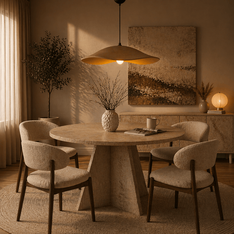 Hanglamp beige carbon betonnen kap - 58 cm - Flowing