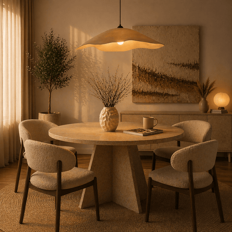 Hanglamp beige carbon betonnen kap - 59 cm - Flowing