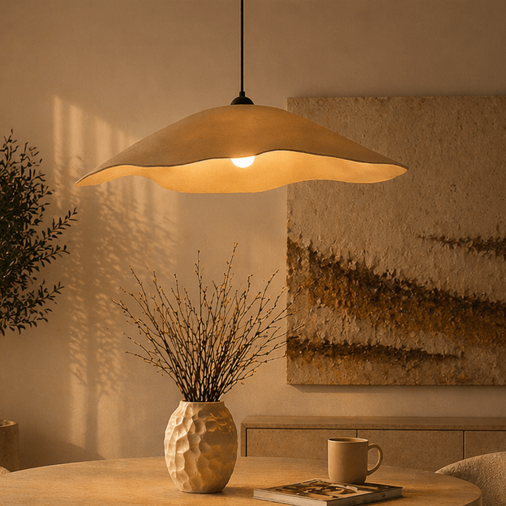 Hanglamp beige carbon betonnen kap - 59 cm - Flowing