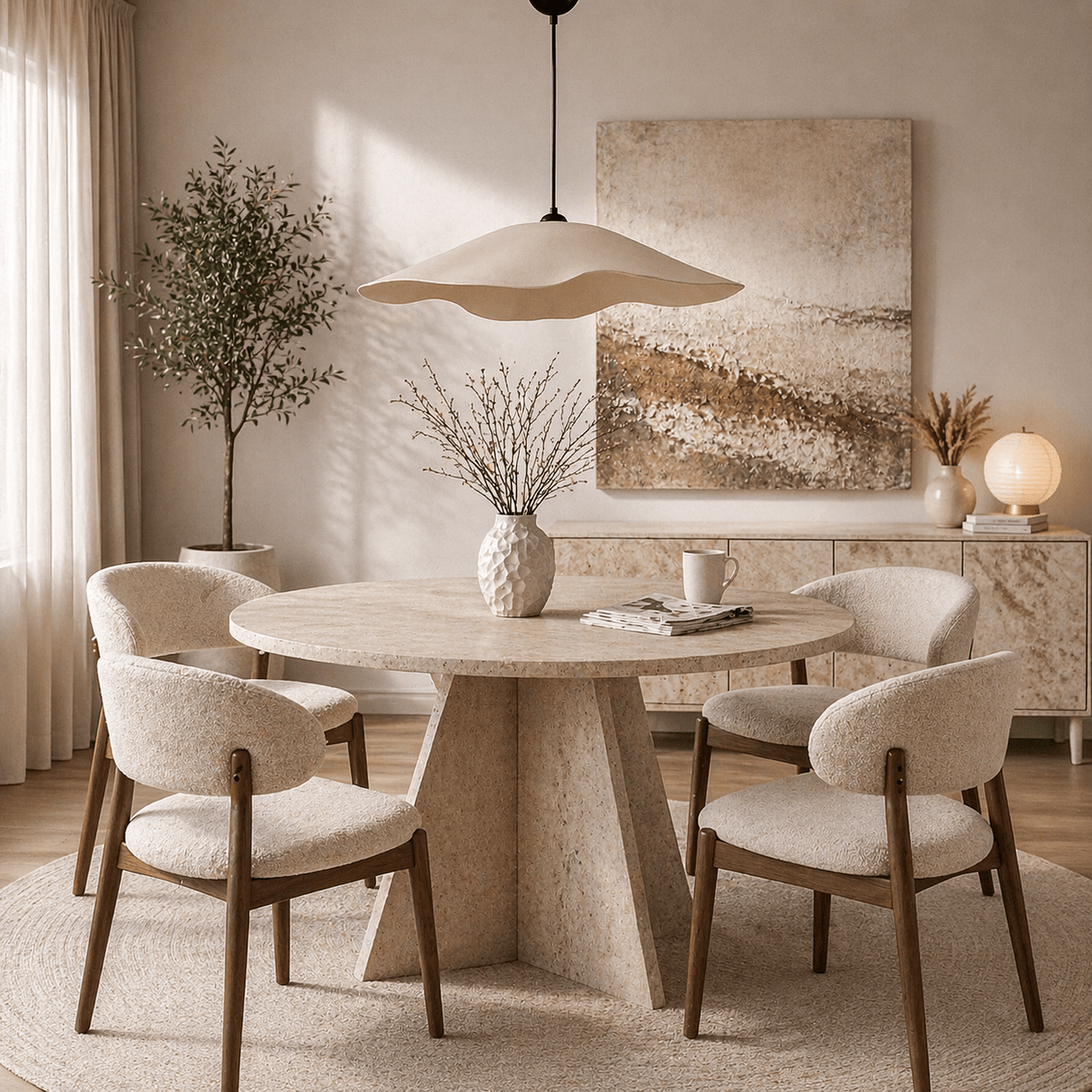 Hanglamp beige carbon betonnen kap - 59 cm - Flowing